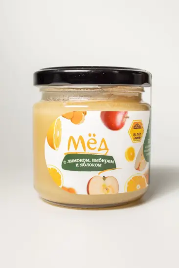 С ЛИМОНОМ, ИМБИРЕМ И ЯБЛОКОМ, Алтайский натуральный мед